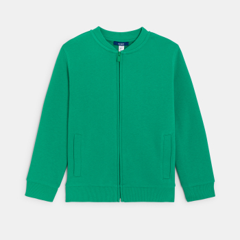 سويت شيرت من طراز تيدي من الصوف الناعم، باللون الأخضر الموحد للأطفال.